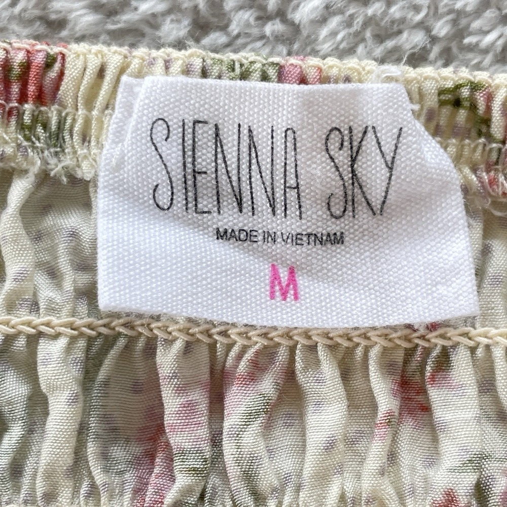 Sienna Sky 90's Floral Halter Crop Top Womens M Smocked Coquette Cottagecore - Picture 7 of 11
